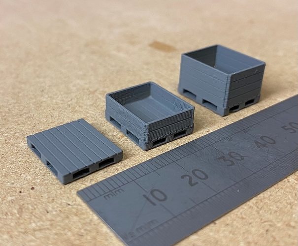 Model Railway Wooden Pallet Crates 3D print model 2
