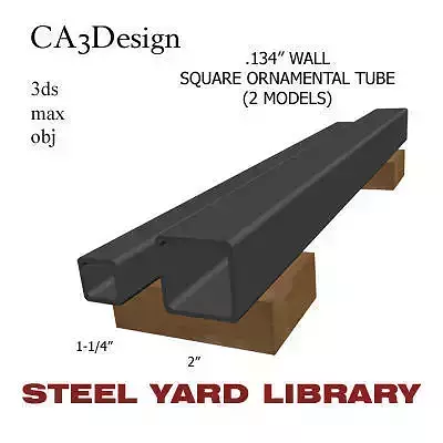 134in Wall Square Ornamental Tube 3D model