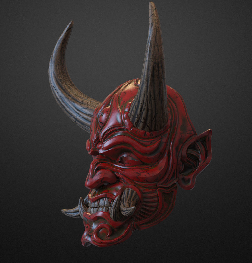Japanese Hannya Mask Oni Demon Mask Samurai Mask 3D print model 3D print model_13