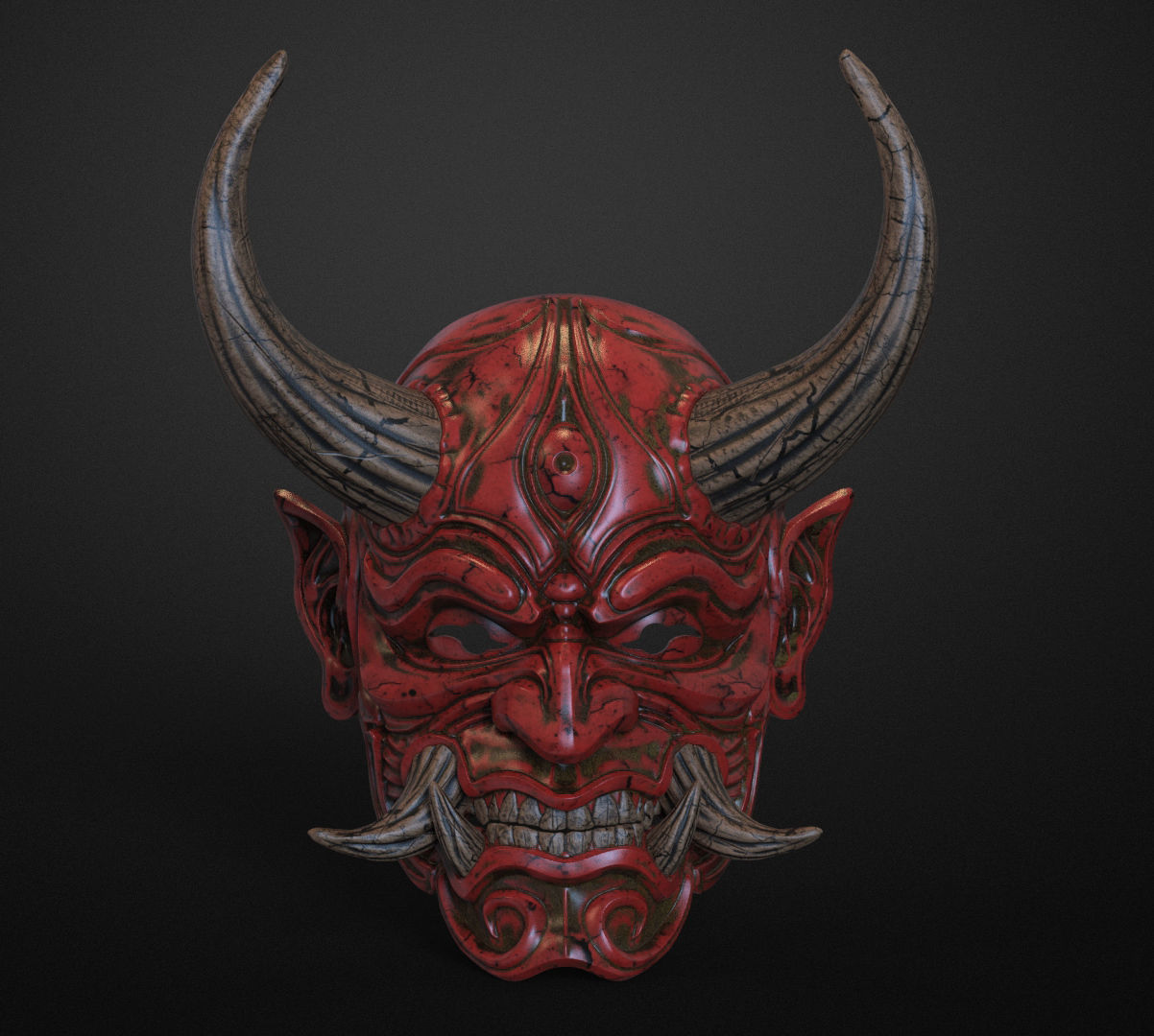 Japanese Hannya Mask Oni Demon Mask Samurai Mask 3D print model 3D print model_11