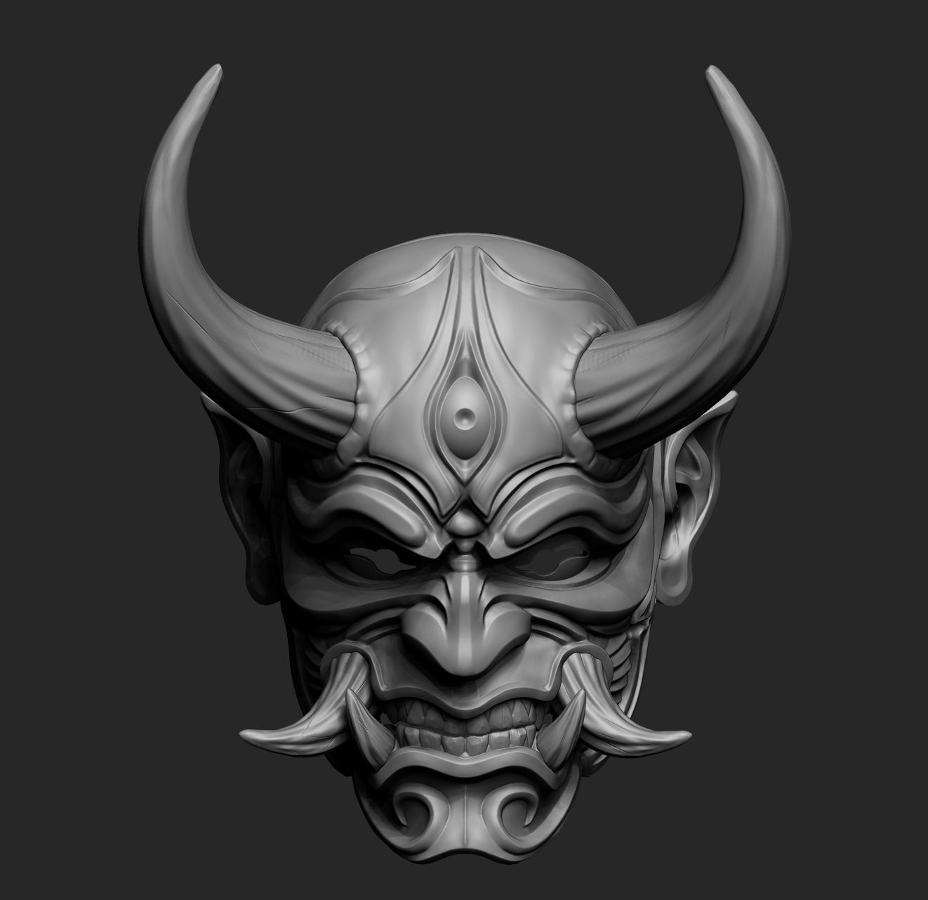 Japanese Hannya Mask Oni Demon Mask Samurai Mask 3D print model 3D print model_6