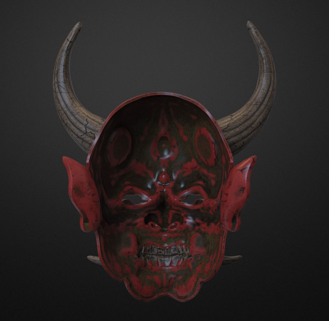 Japanese Hannya Mask Oni Demon Mask Samurai Mask 3D print model 3D print model_14