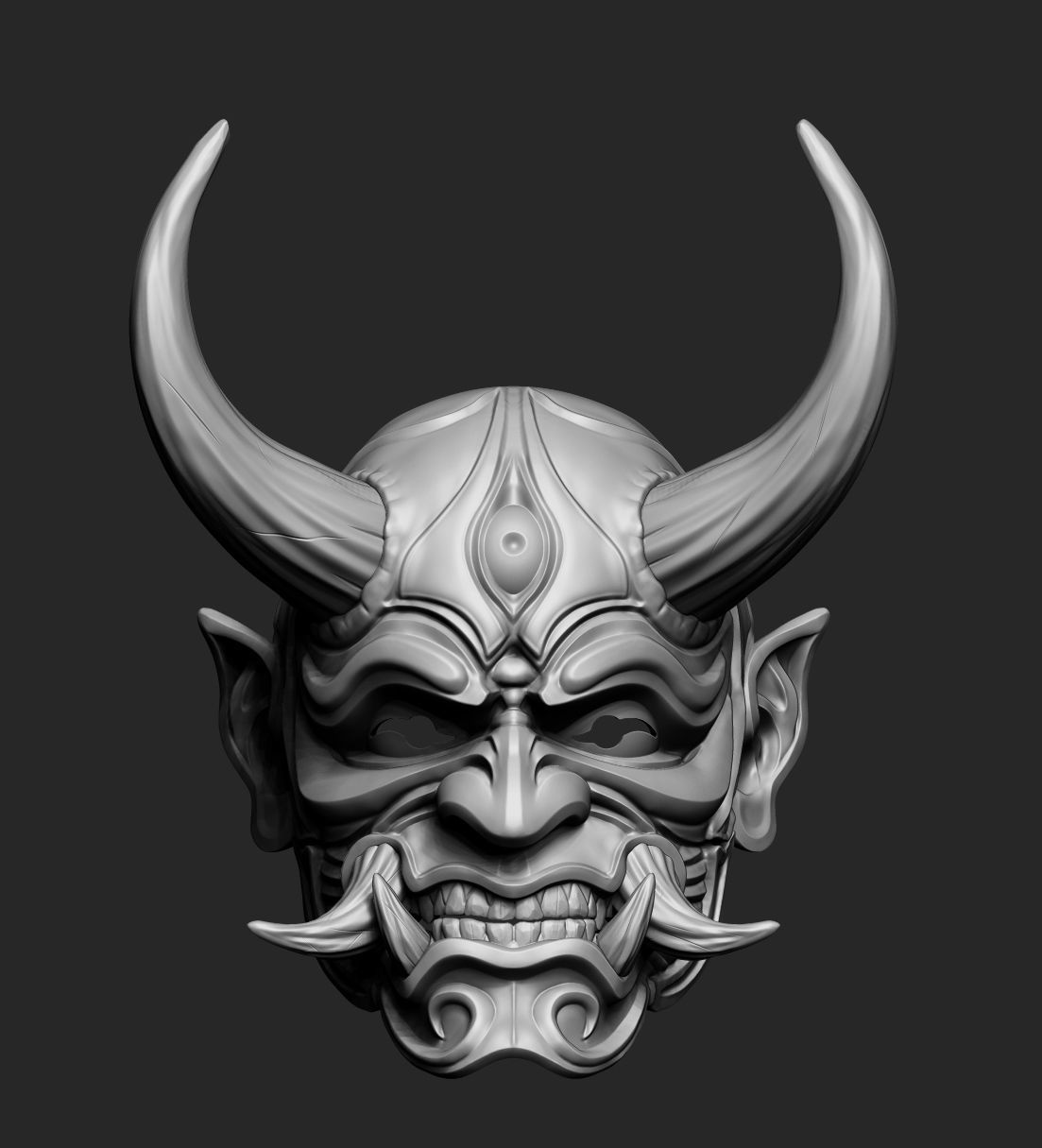 Japanese Hannya Mask Oni Demon Mask Samurai Mask 3D print model 3D print model_2
