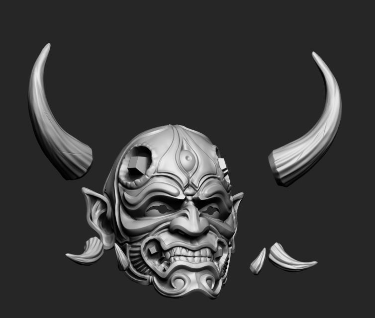 Japanese Hannya Mask Oni Demon Mask Samurai Mask 3D print model 3D print model_9