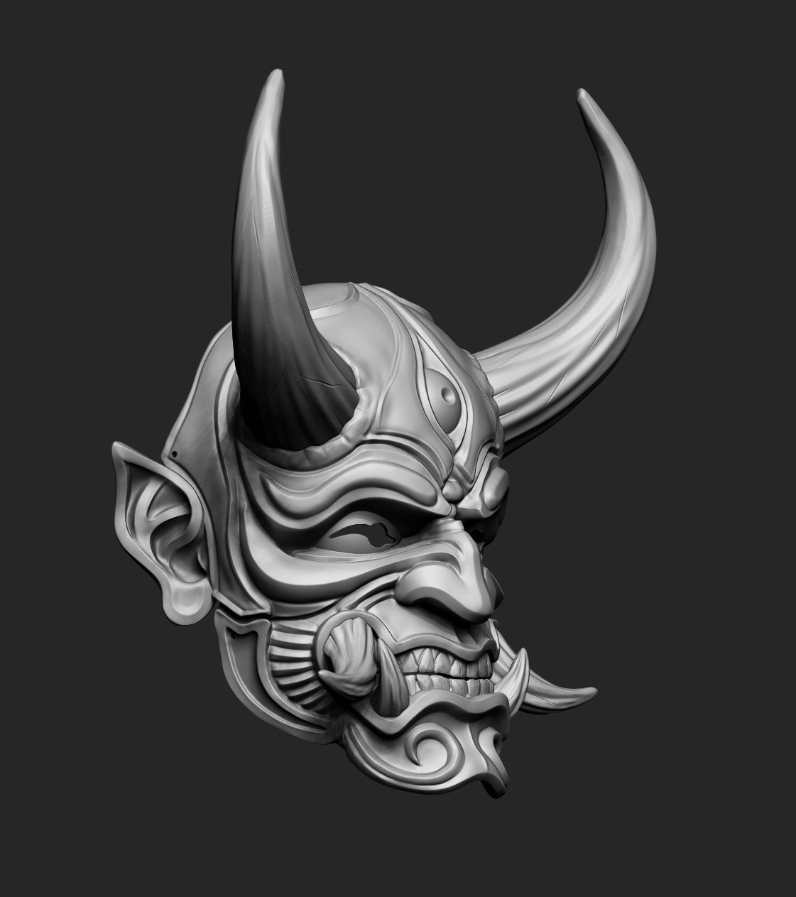 Japanese Hannya Mask Oni Demon Mask Samurai Mask 3D print model 3D print model_3
