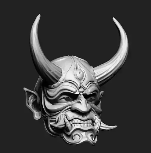Japanese Hannya Mask Oni Demon Mask Samurai Mask 3D print model 3D print model