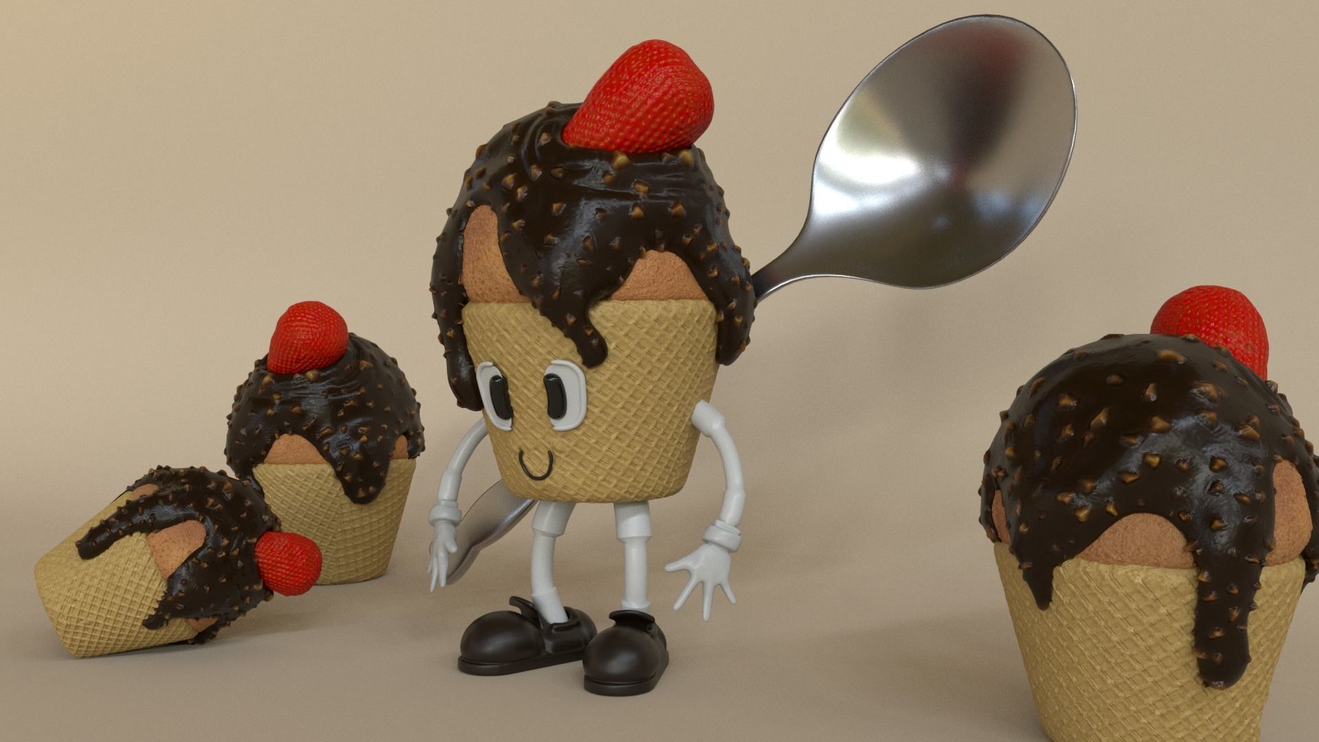 Mr Sweet Low-poly 3D model_9