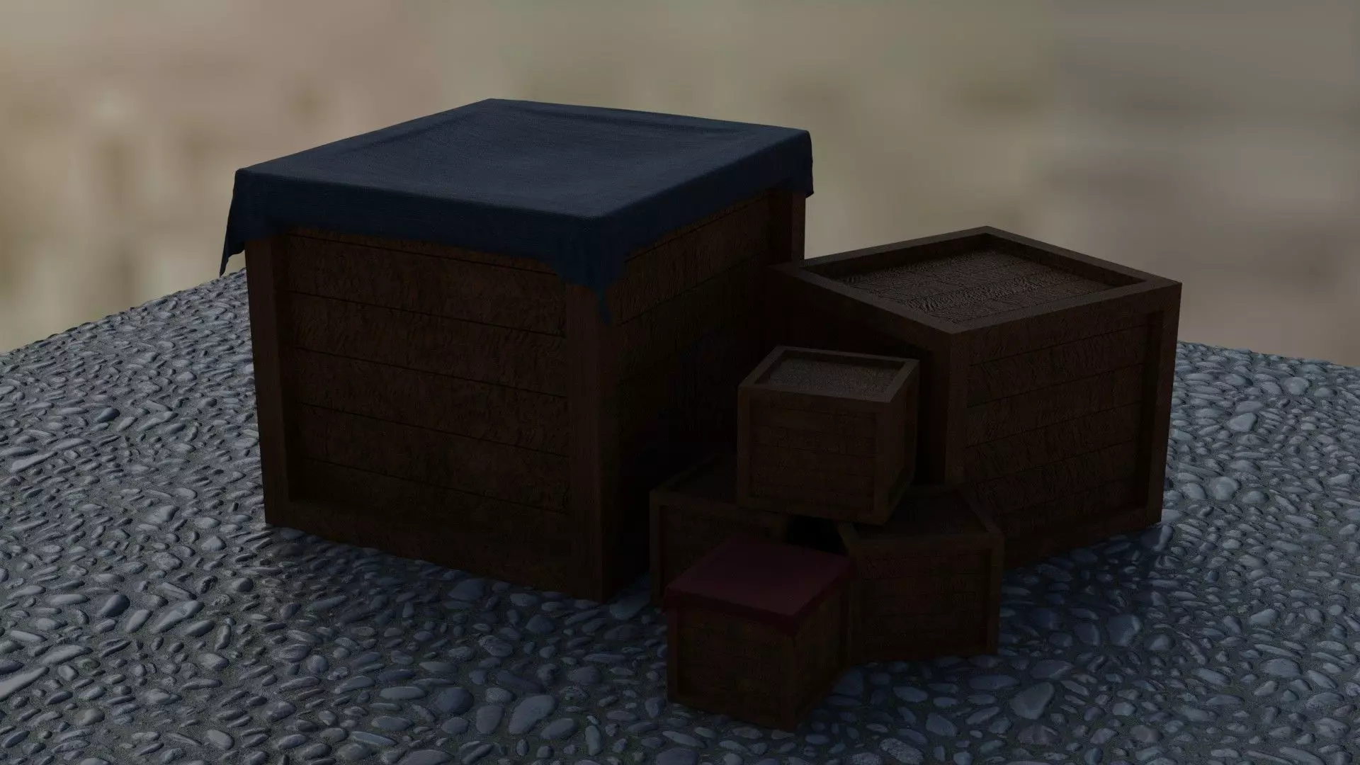 3D MODEL WOODEN BOXES 3D model