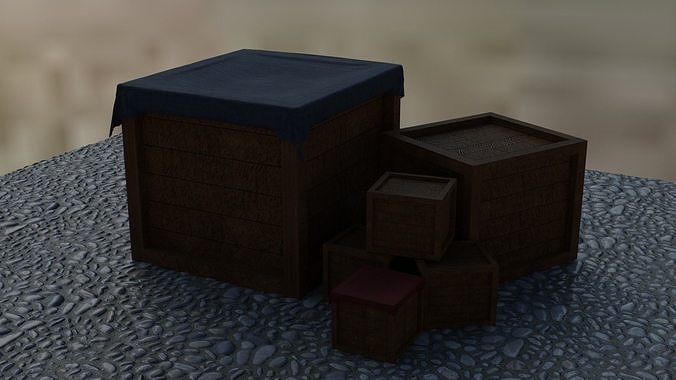 3D MODEL WOODEN BOXES 3D model