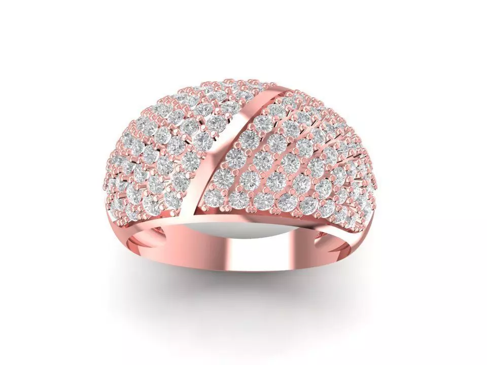 Luxury Pave Dome Diamond Ring for Women 1109 3D print model