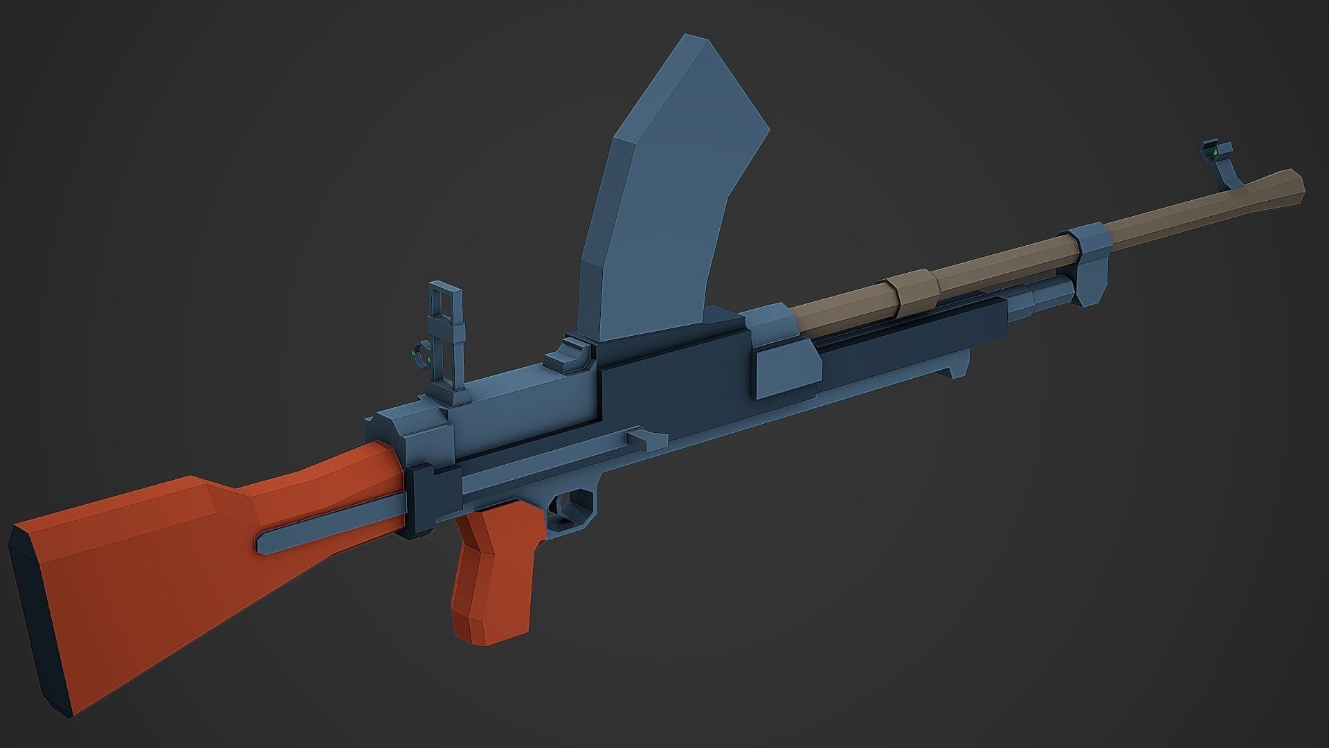 Stylized Bren LMG Low Poly Mobile Ready Low-poly 3D model_1