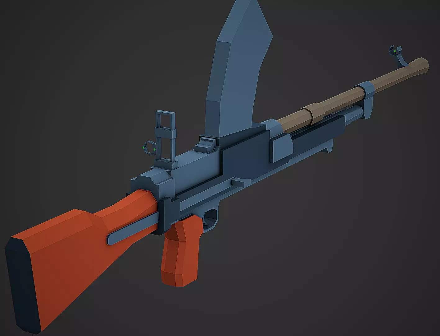 Stylized Bren LMG Low Poly Mobile Ready Low-poly 3D model_0