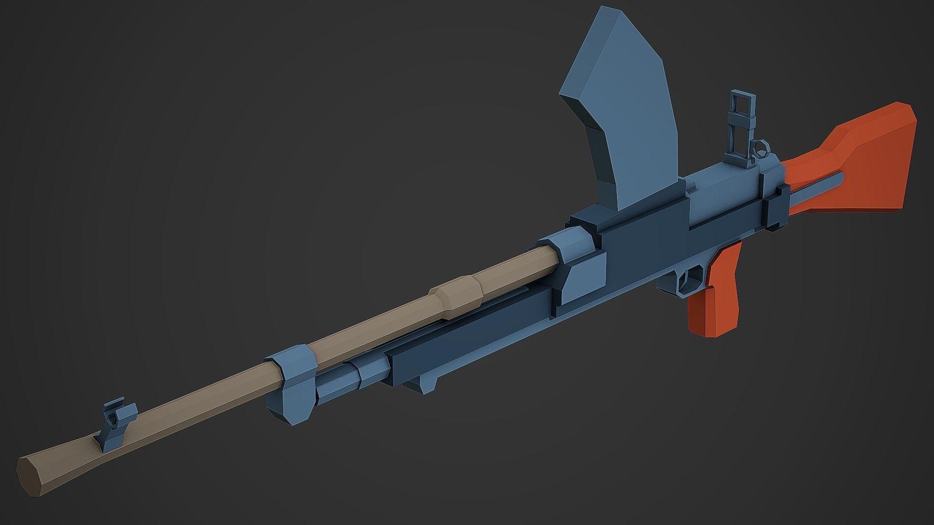 Stylized Bren LMG Low Poly Mobile Ready Low-poly 3D model_2