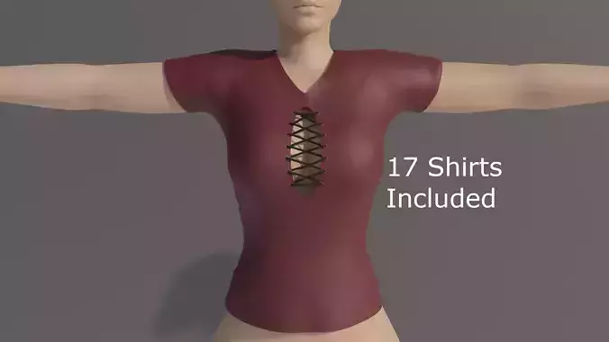 Female Shirt Pack - 17 Designs 3D model