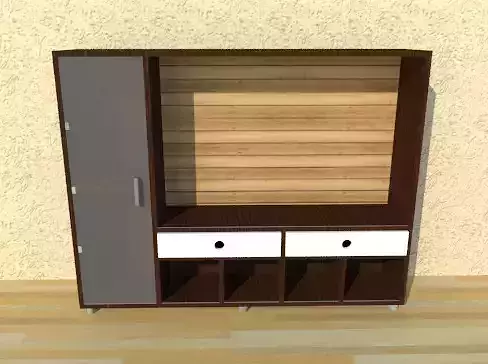 Bookcase wooden cabinet with drawers and shelves