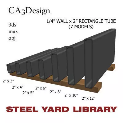 1 4in Wall x2in Rectangle Tube 3D model_0