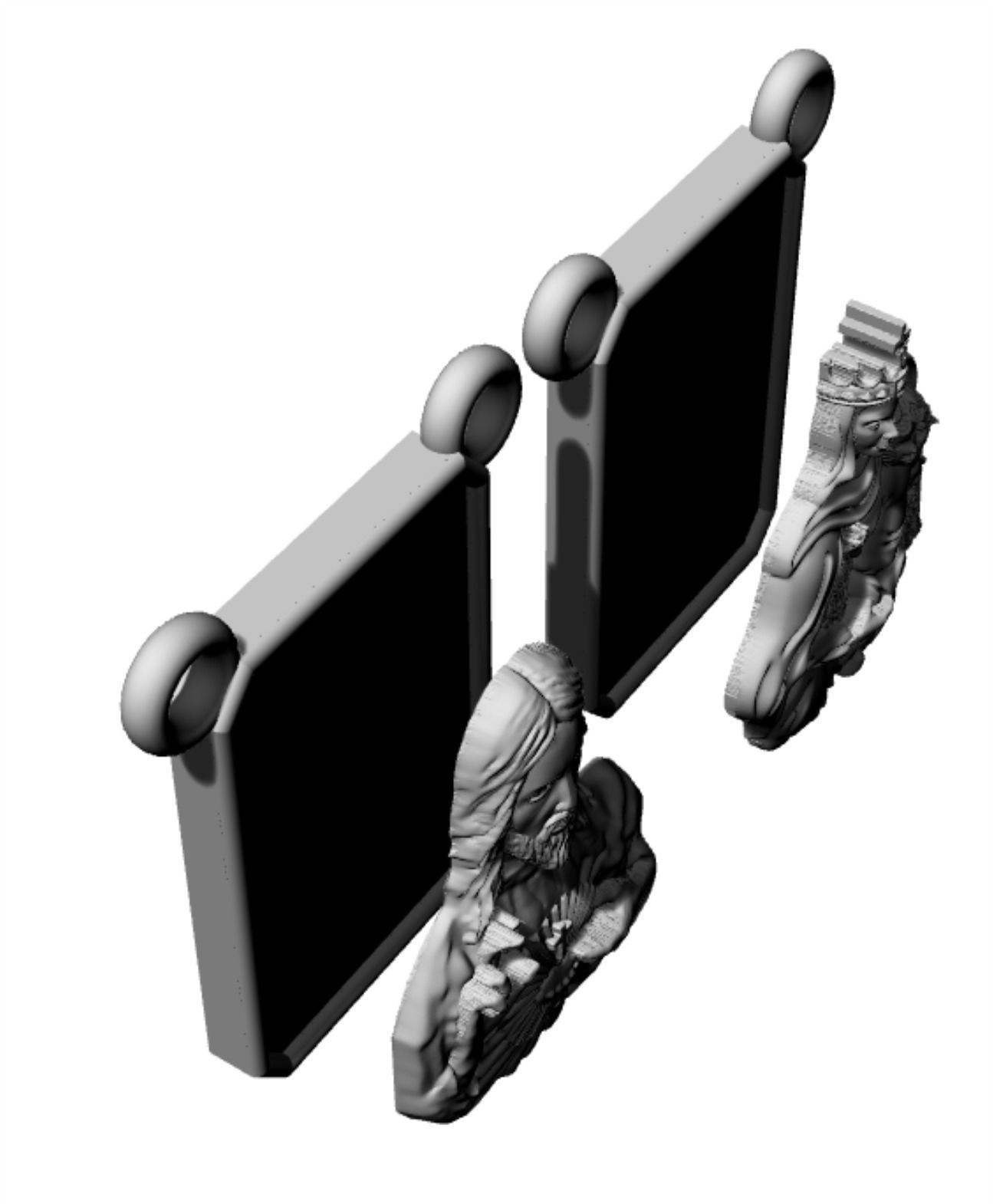 Scapular pendant Christ and Mary  Escapulario 3D print model 3D print model_3