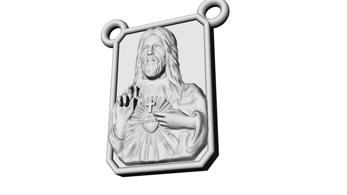 Scapular pendant Christ and Mary  Escapulario 3D print model 3D print model_13