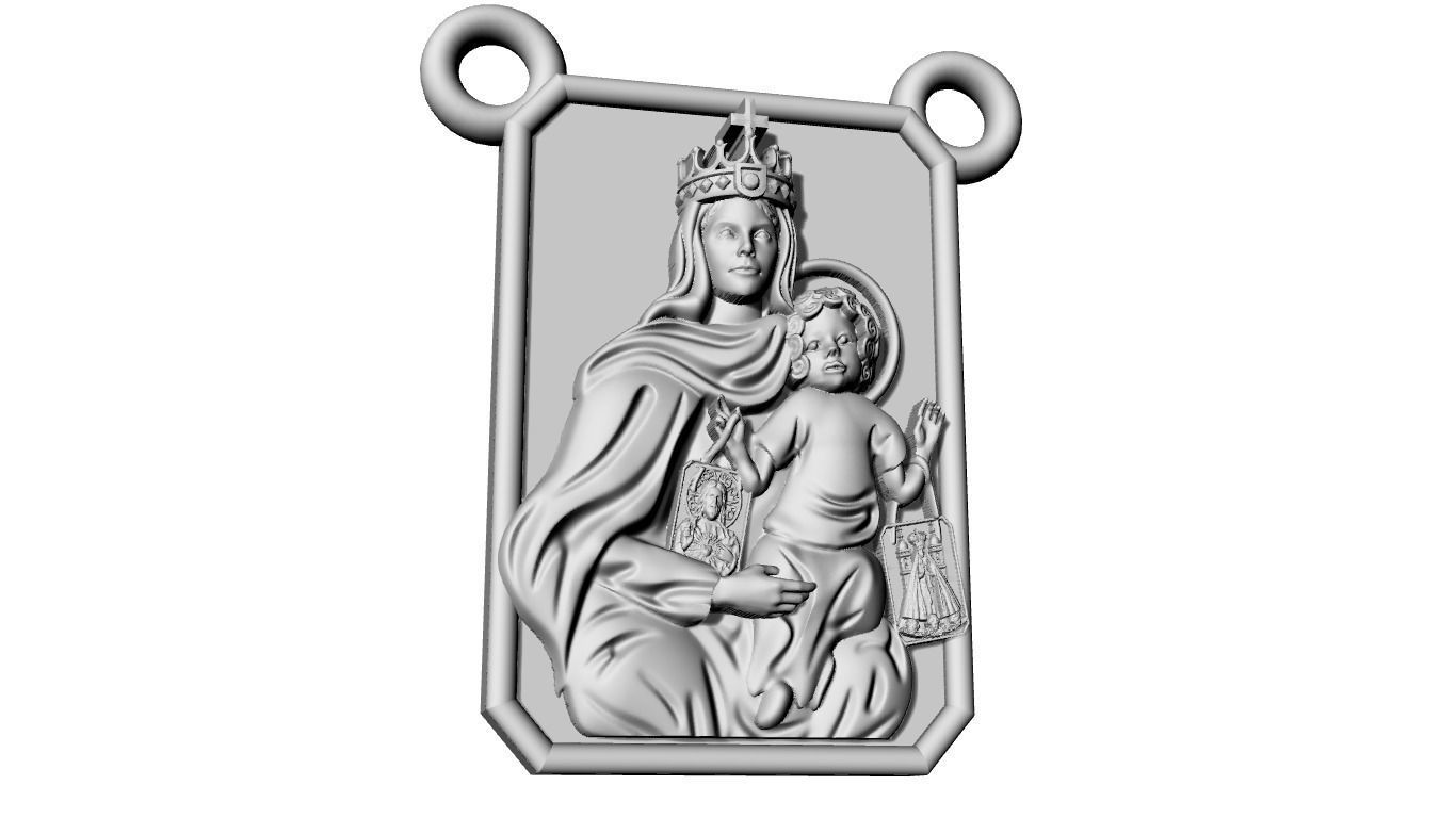 Scapular pendant Christ and Mary  Escapulario 3D print model 3D print model_16