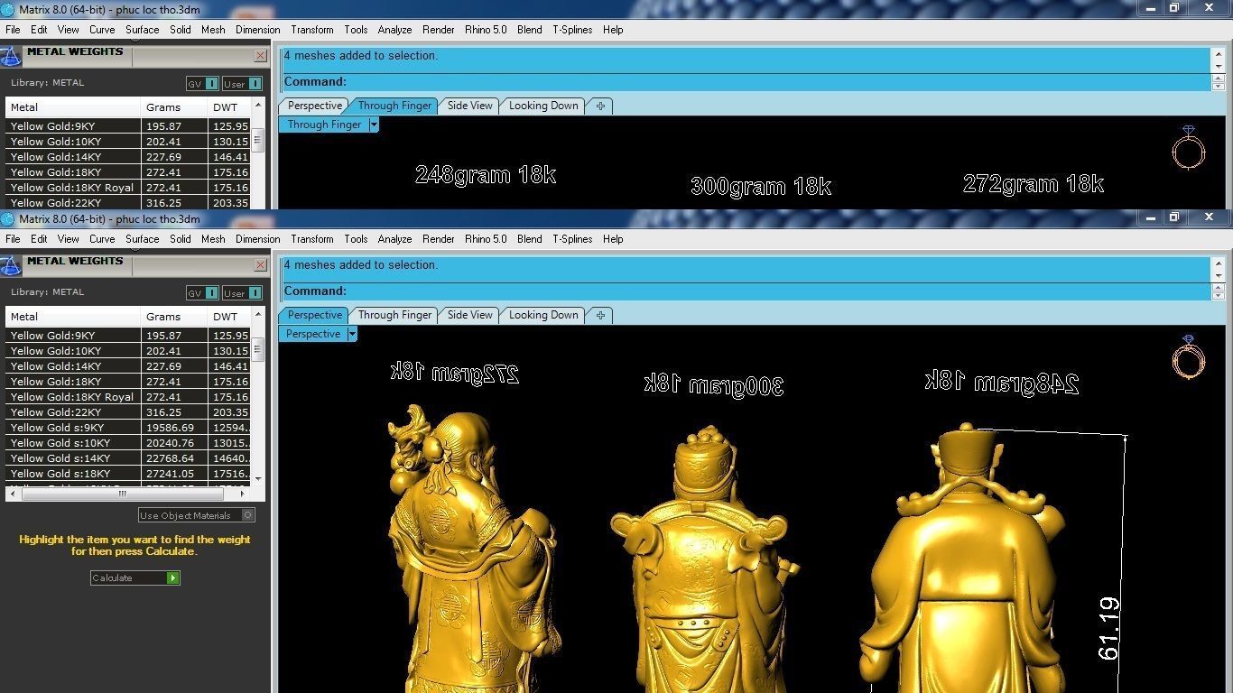 3D Model Feng Shui Fu Lu Shou God Statues 1103 3D print model_7