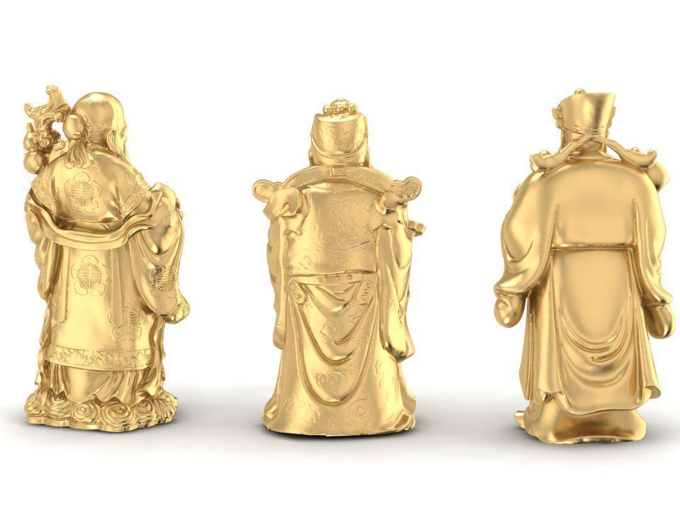 3D Model Feng Shui Fu Lu Shou God Statues 1103 3D print model_2