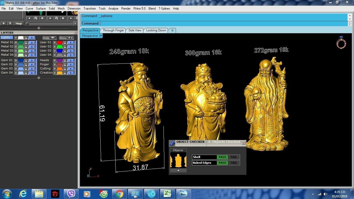 3D Model Feng Shui Fu Lu Shou God Statues 1103 3D print model_8