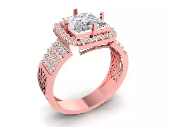 princess diamond rose gold ring women 1109 new design 2021