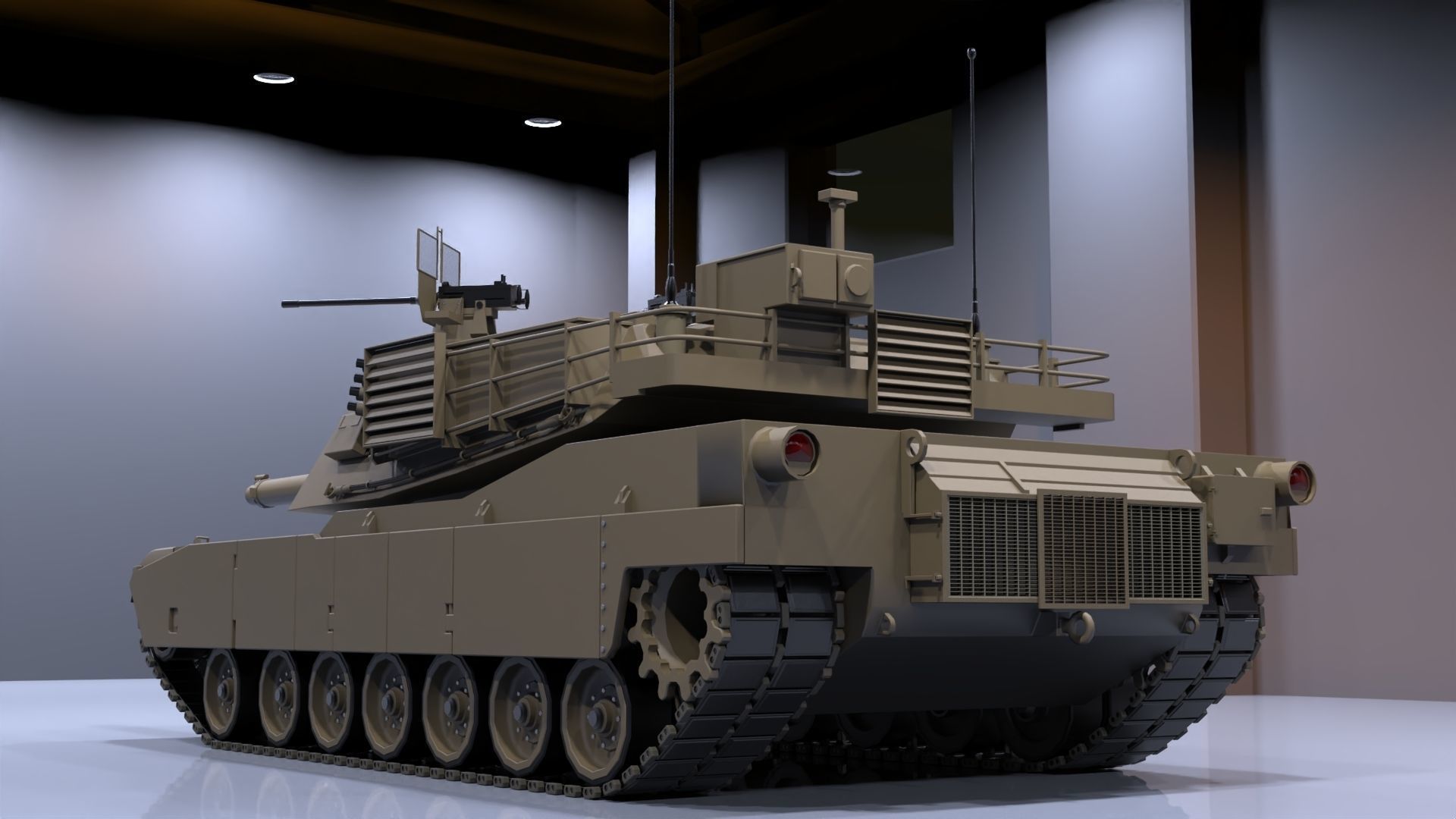 M1A2 Abrams tank Low-poly 3D model_4