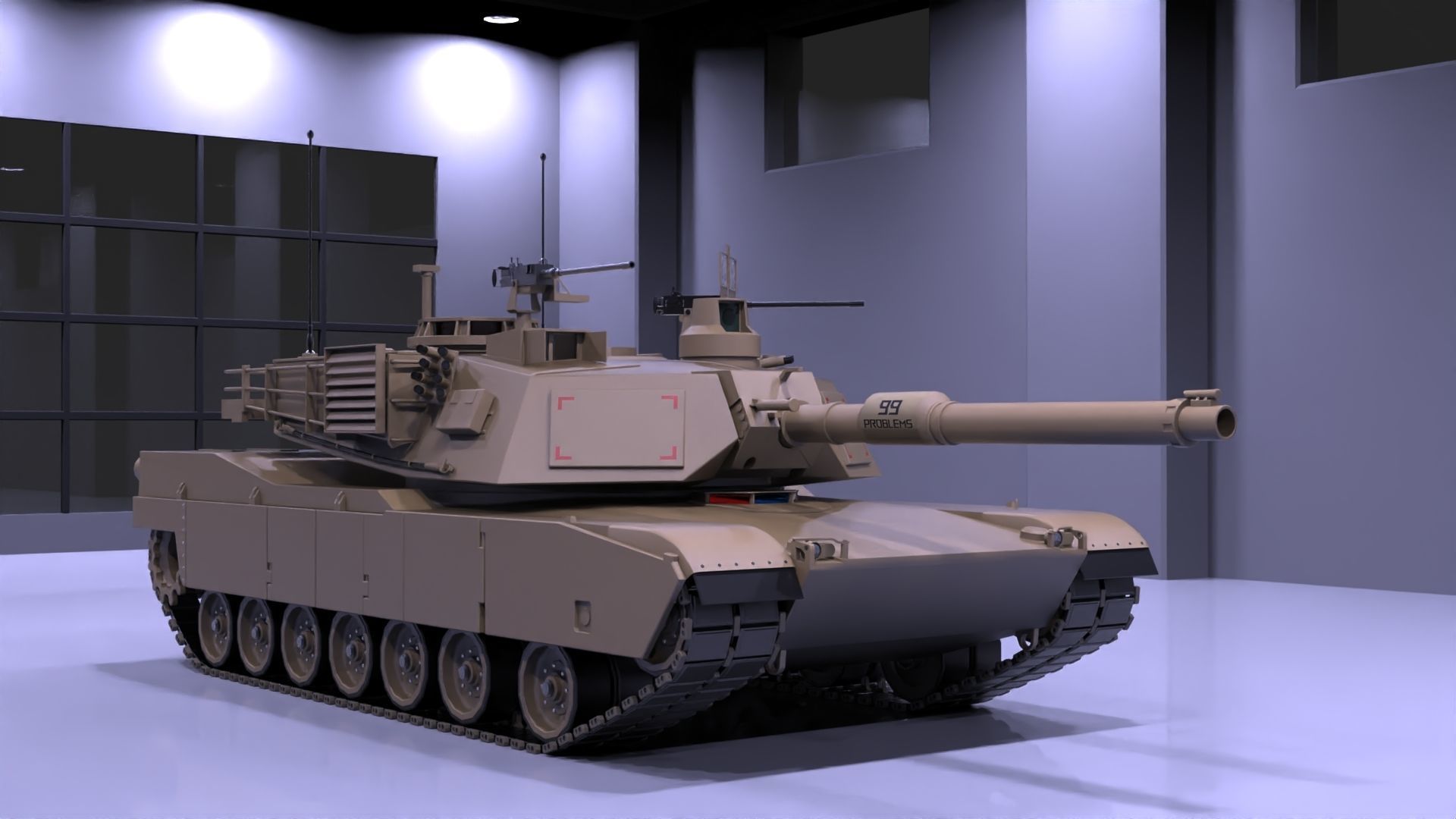 M1A2 Abrams tank Low-poly 3D model_1