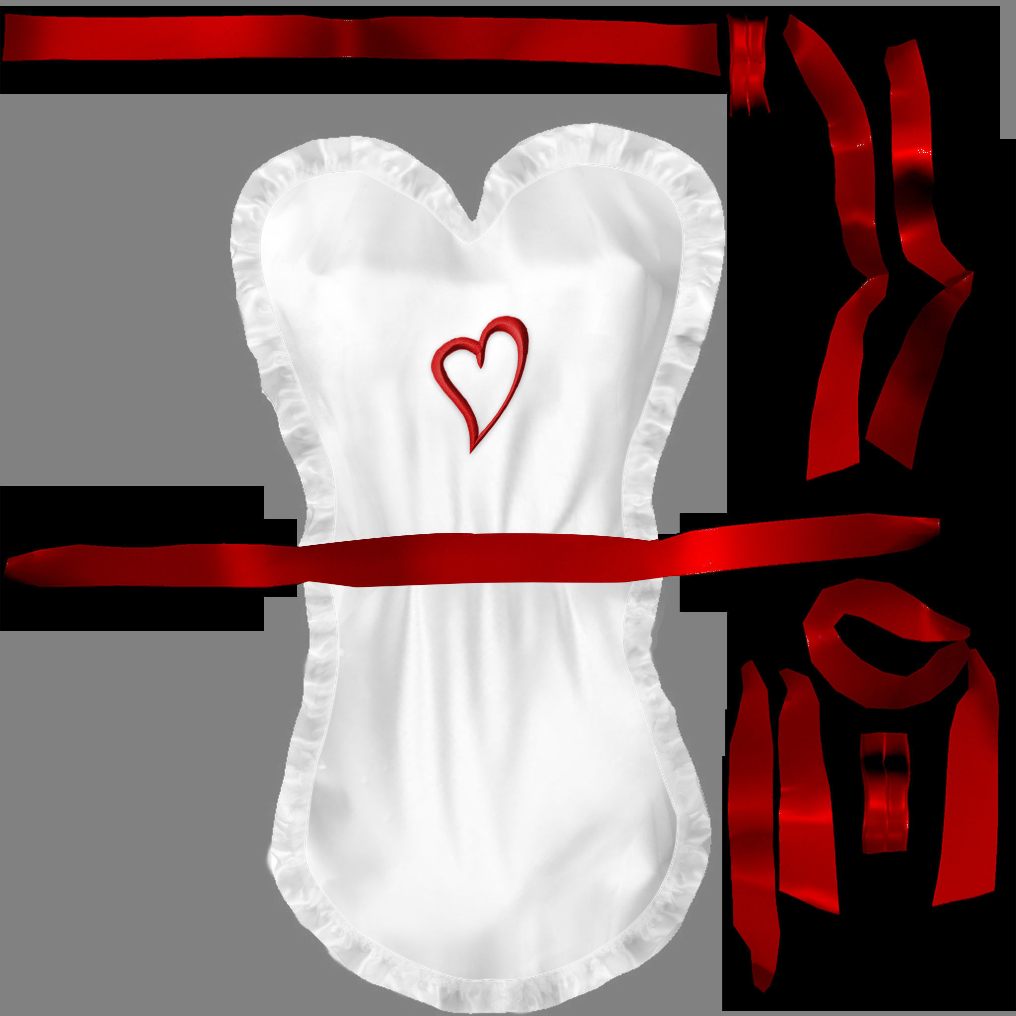 Heart Apron Low-poly 3D model_4