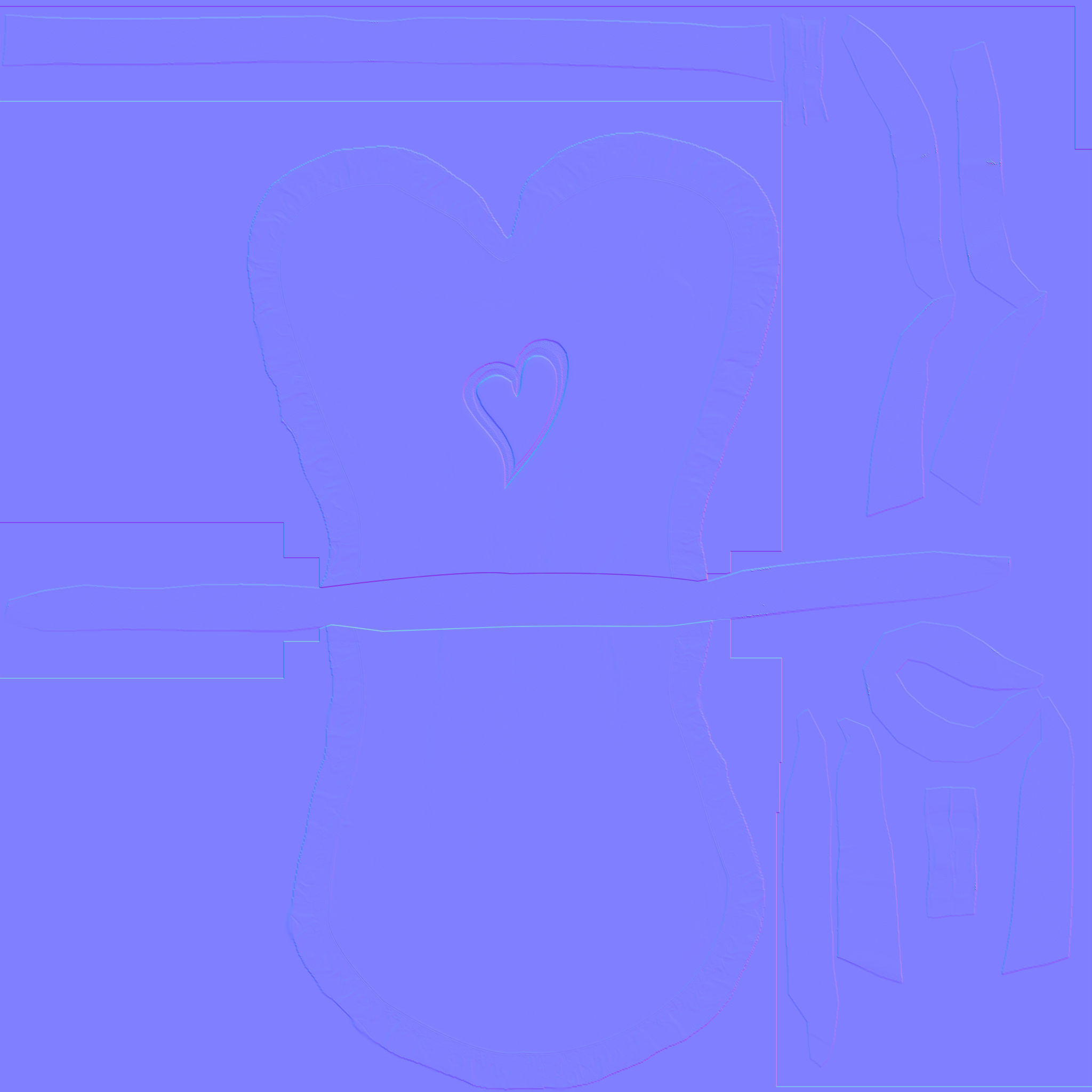 Heart Apron Low-poly 3D model_5