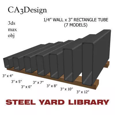 1 4in Wall x3in Rectangle Tube 3D model_0