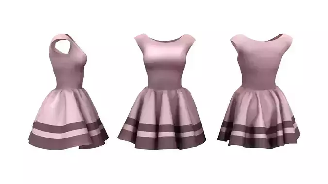 Retro Style Dress Low-poly 3D model