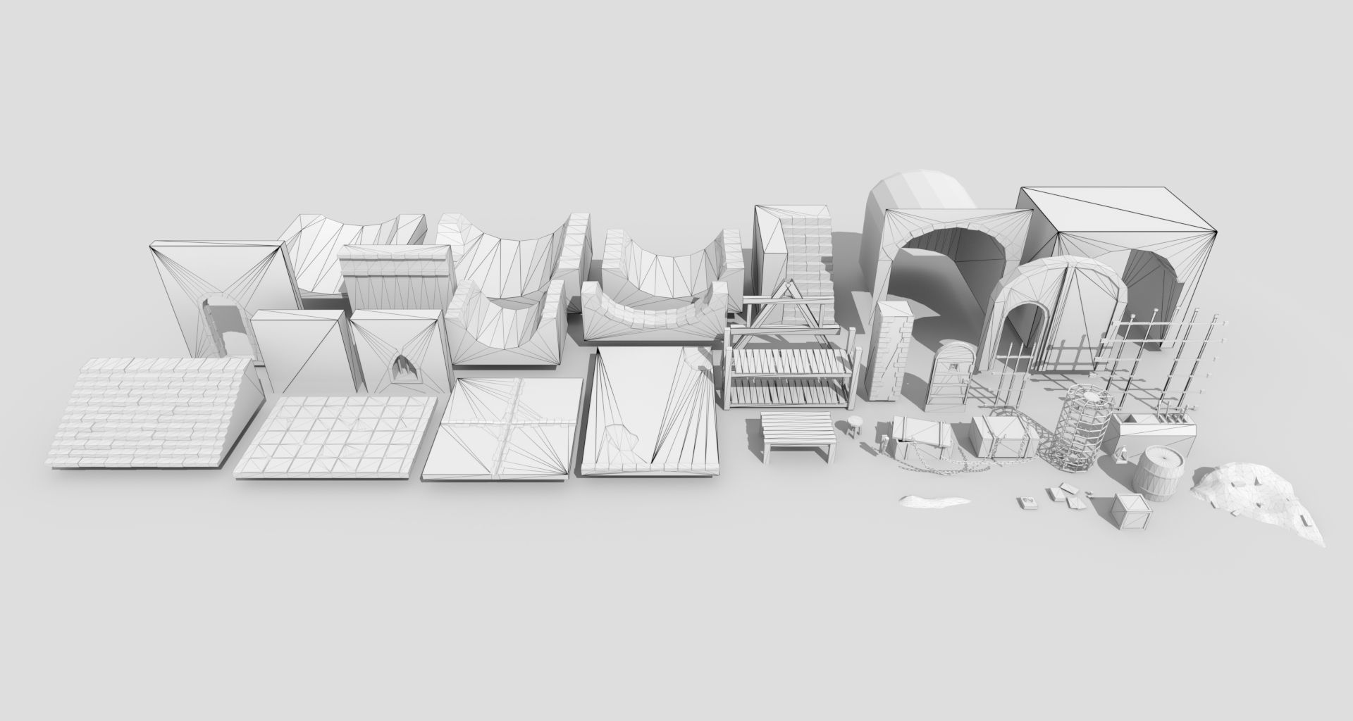 Medieval Dungeon - Modular Low-poly 3D model_10