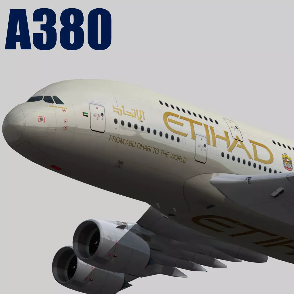 Airbus A380-8 Etihad Airways livery Low-poly 3D model_0