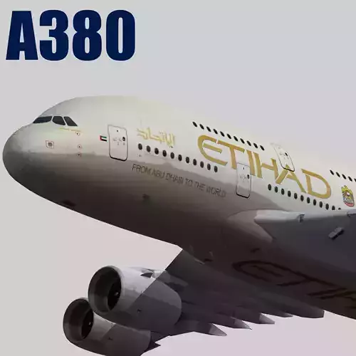 Airbus A380-8 Etihad Airways livery Low-poly 3D model