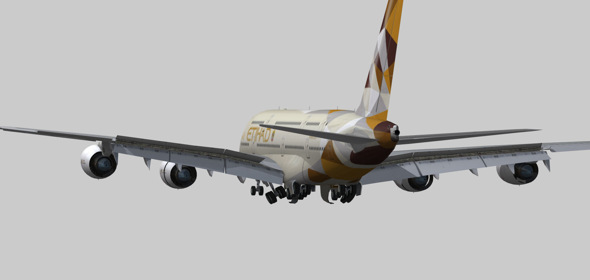 Airbus A380-8 Etihad Airways livery Low-poly 3D model_6