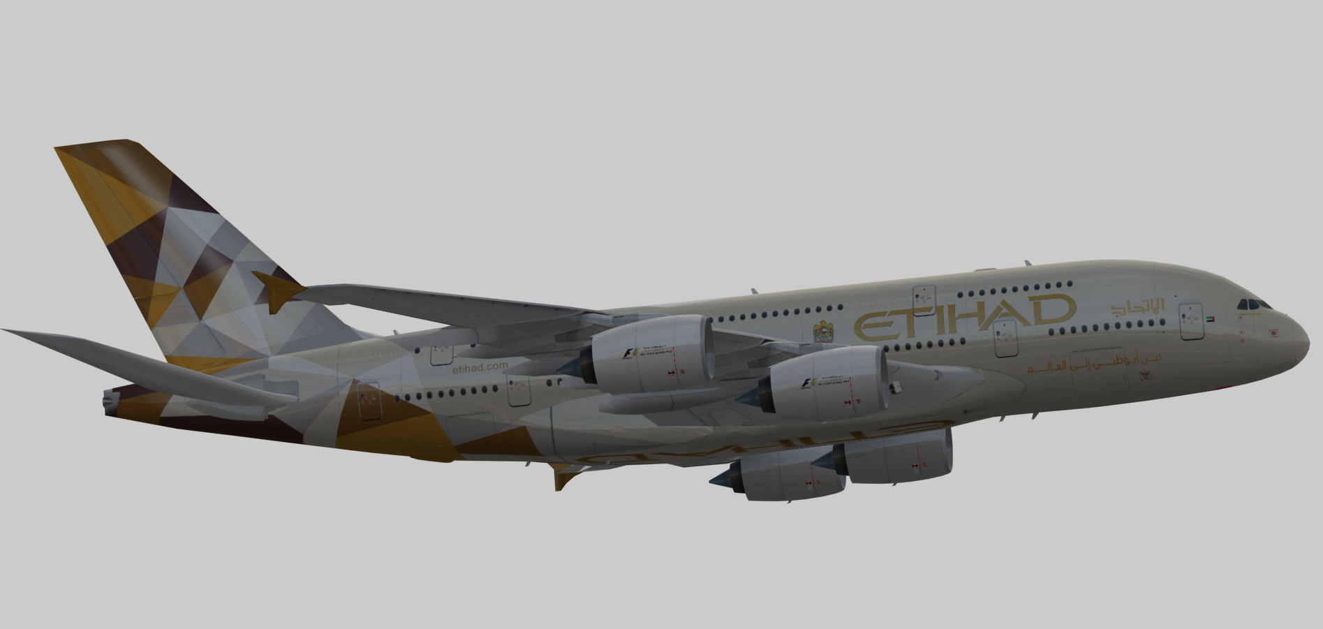Airbus A380-8 Etihad Airways livery Low-poly 3D model_4