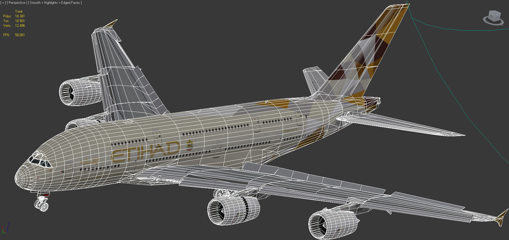 Airbus A380-8 Etihad Airways livery Low-poly 3D model_11