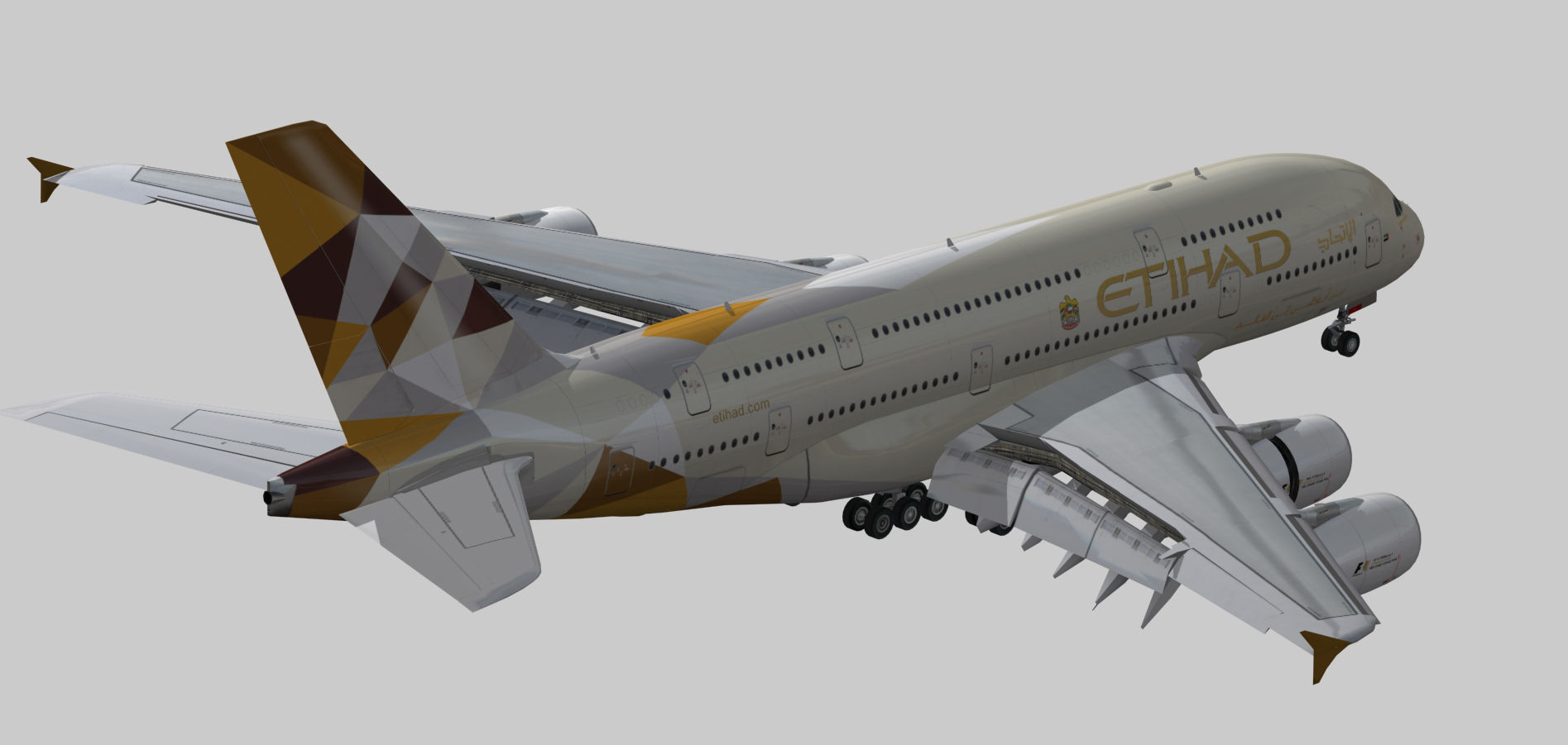 Airbus A380-8 Etihad Airways livery Low-poly 3D model_5