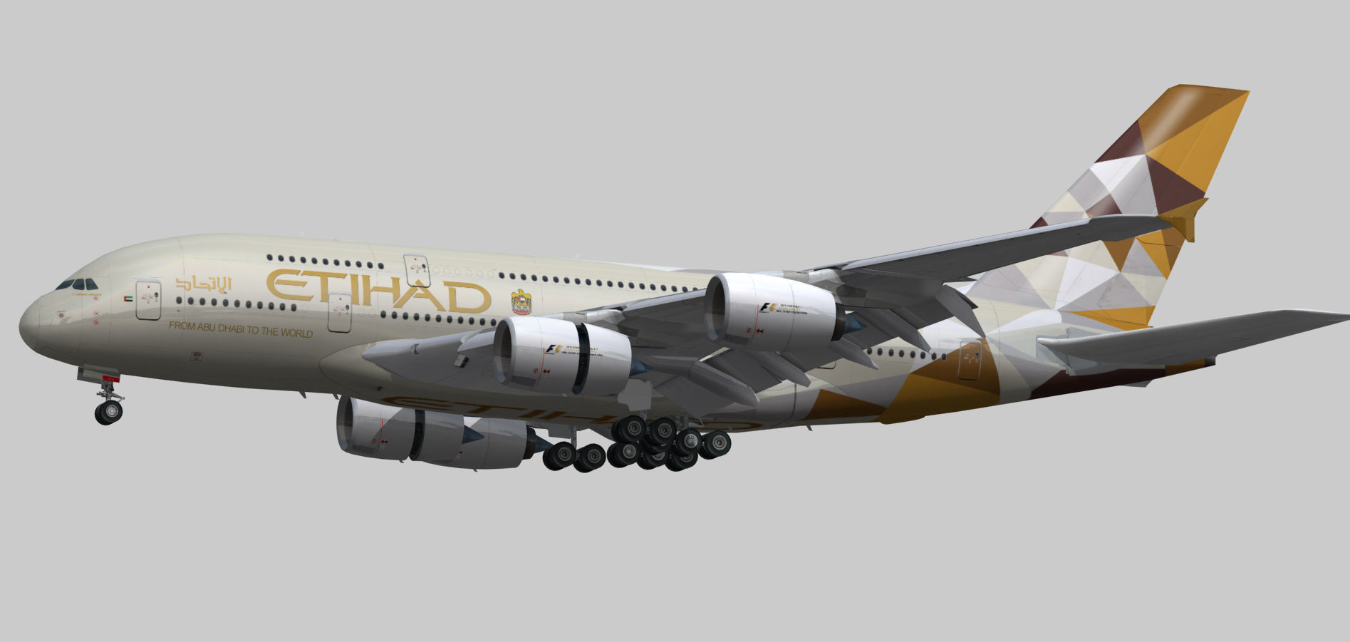 Airbus A380-8 Etihad Airways livery Low-poly 3D model_8