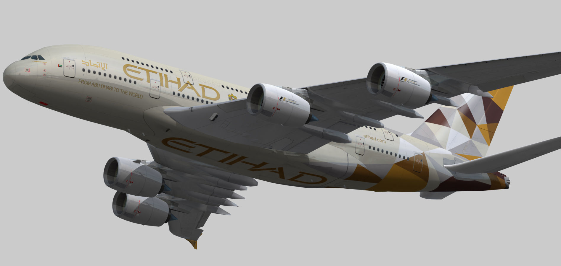 Airbus A380-8 Etihad Airways livery Low-poly 3D model_9