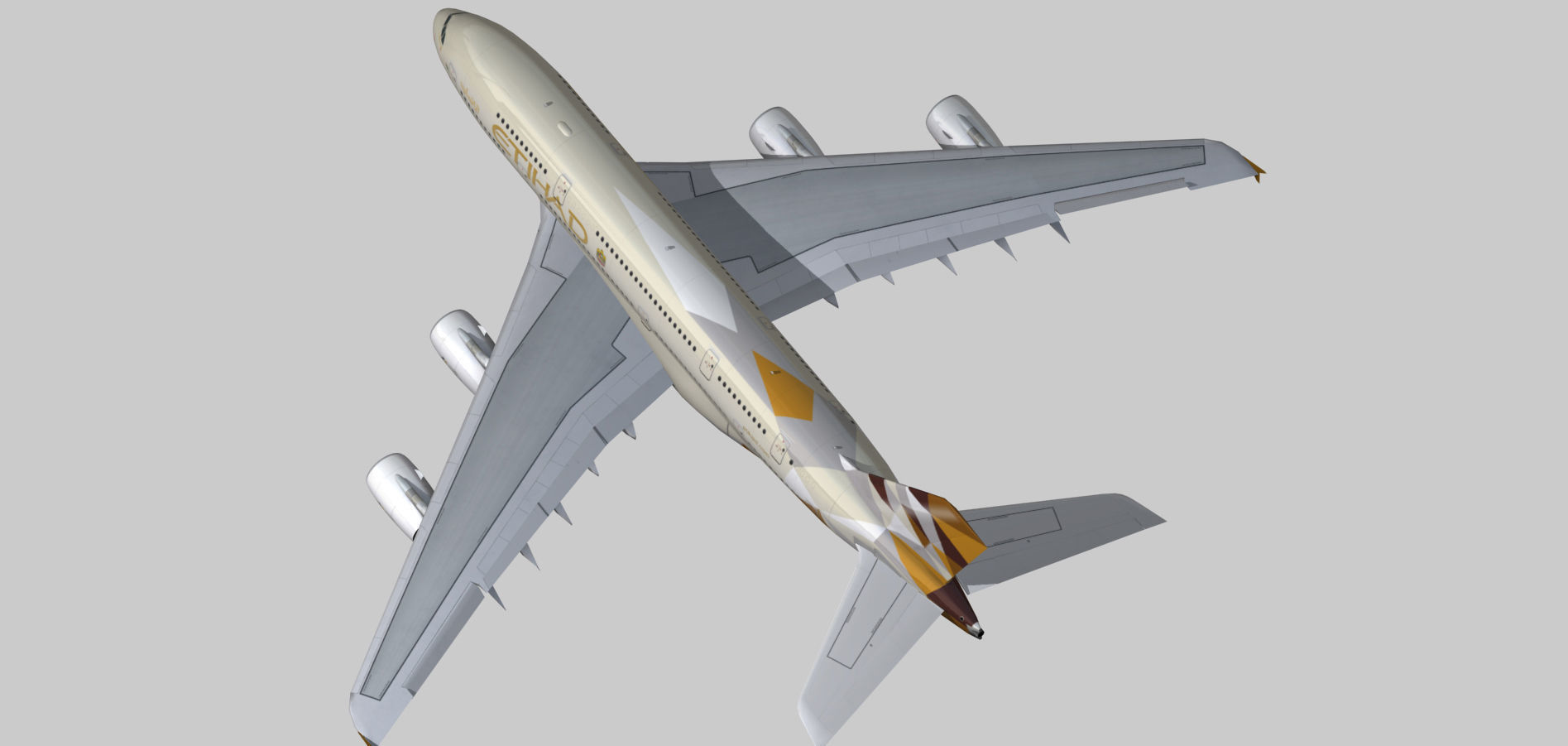 Airbus A380-8 Etihad Airways livery Low-poly 3D model_1