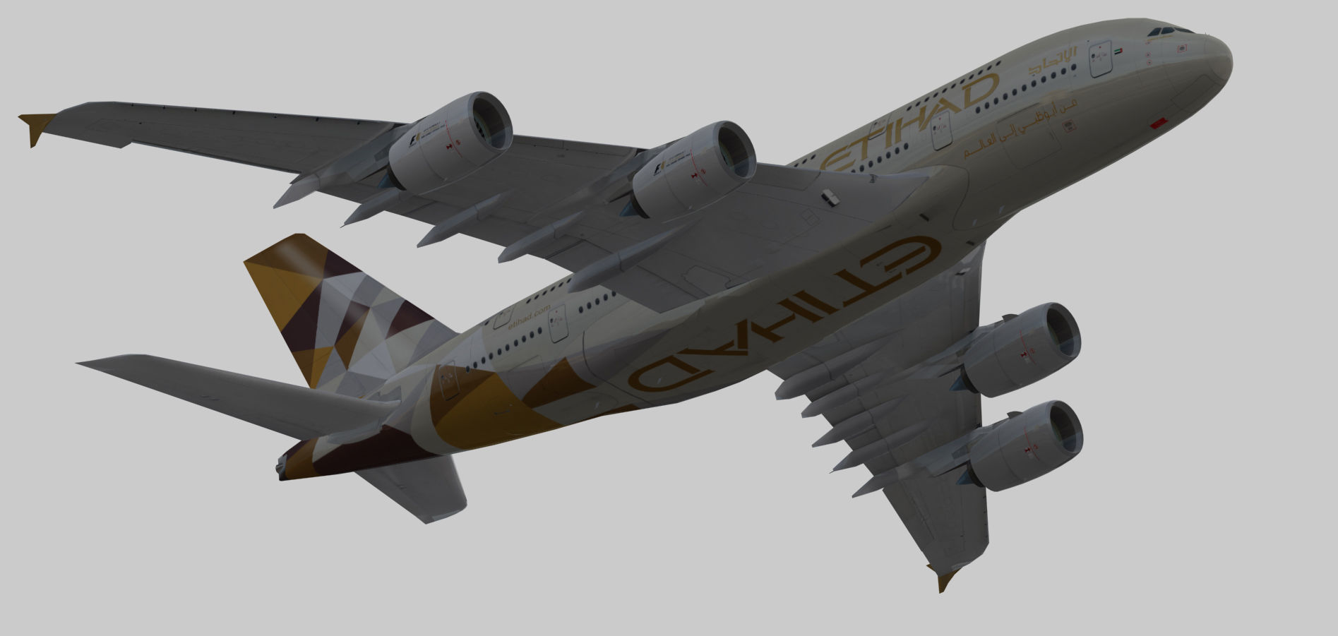 Airbus A380-8 Etihad Airways livery Low-poly 3D model_3