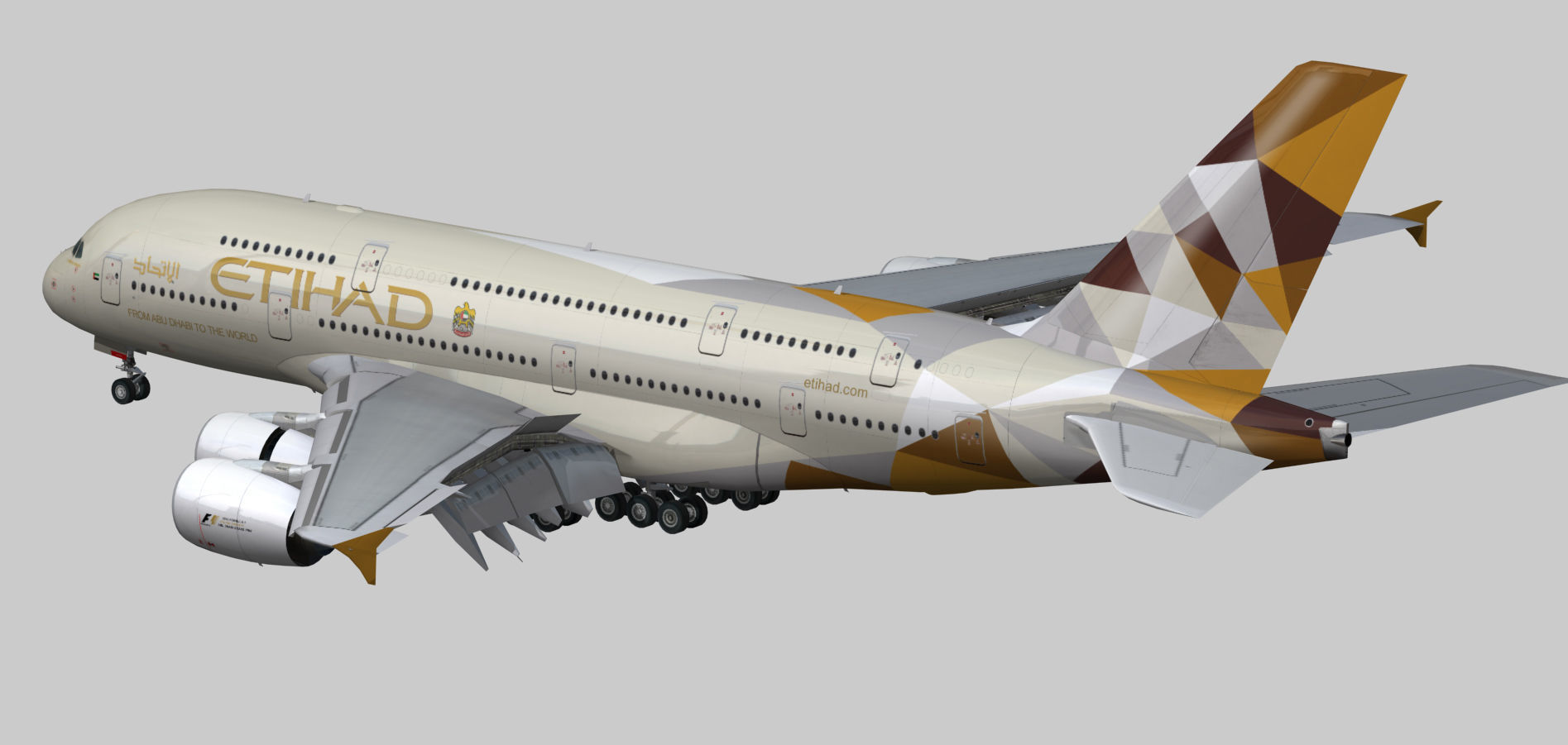 Airbus A380-8 Etihad Airways livery Low-poly 3D model_7
