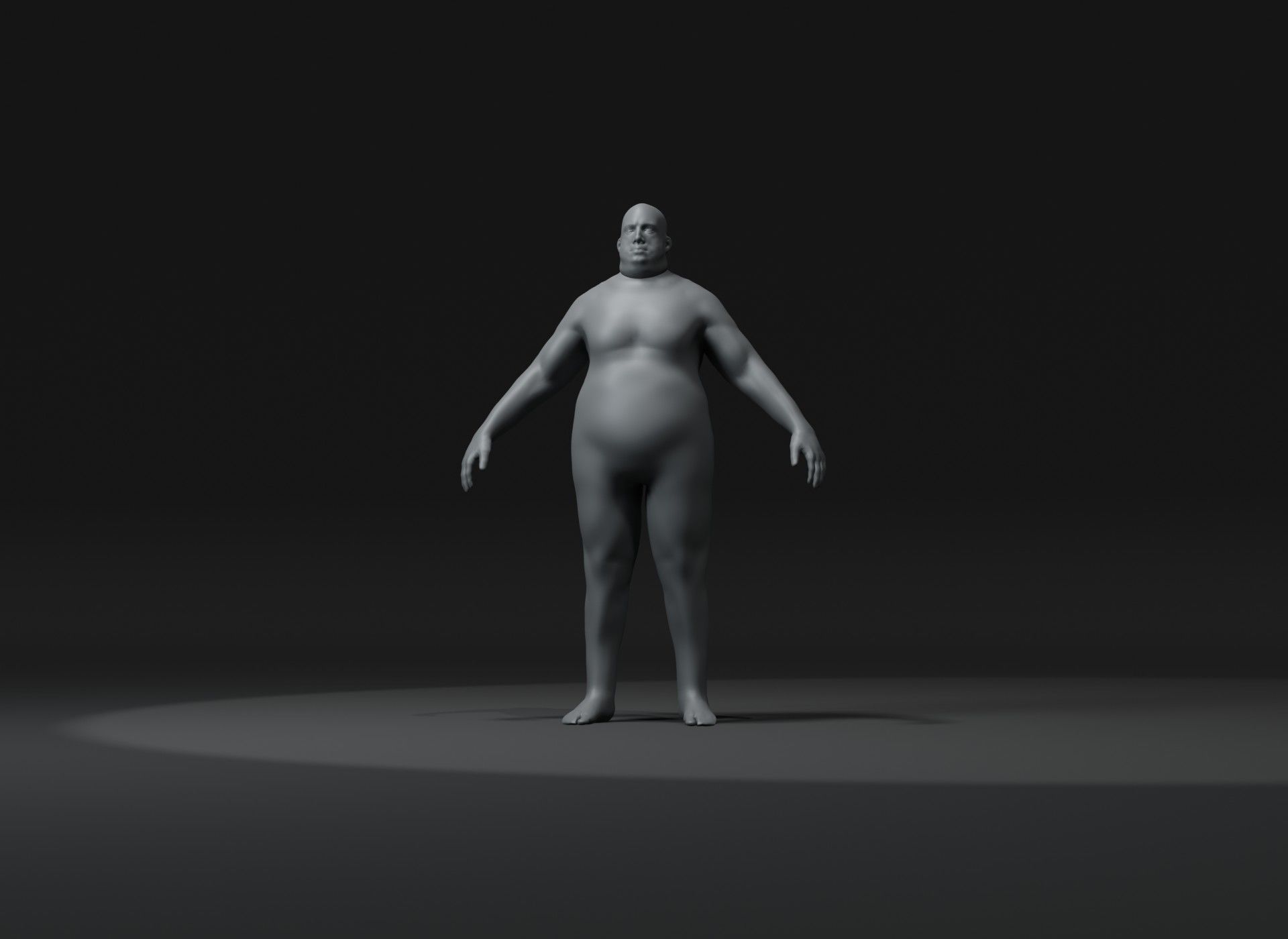 Fat Human Body Base Mesh 3D Model Family Pack 20k Polygons 3D Model Collection_19