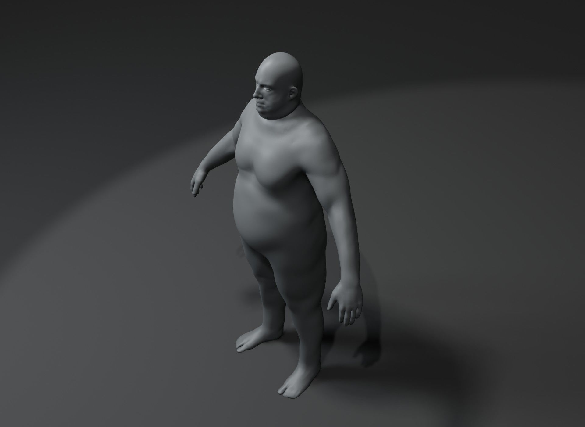 Fat Human Body Base Mesh 3D Model Family Pack 20k Polygons 3D Model Collection_31
