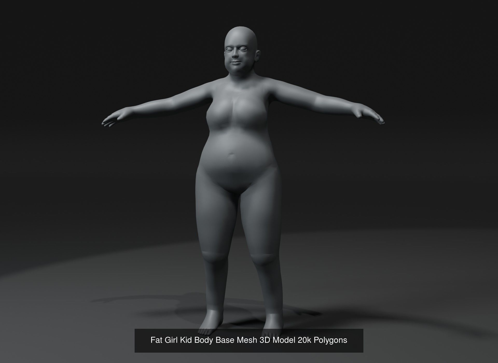 Fat Human Body Base Mesh 3D Model Family Pack 20k Polygons 3D Model Collection_12