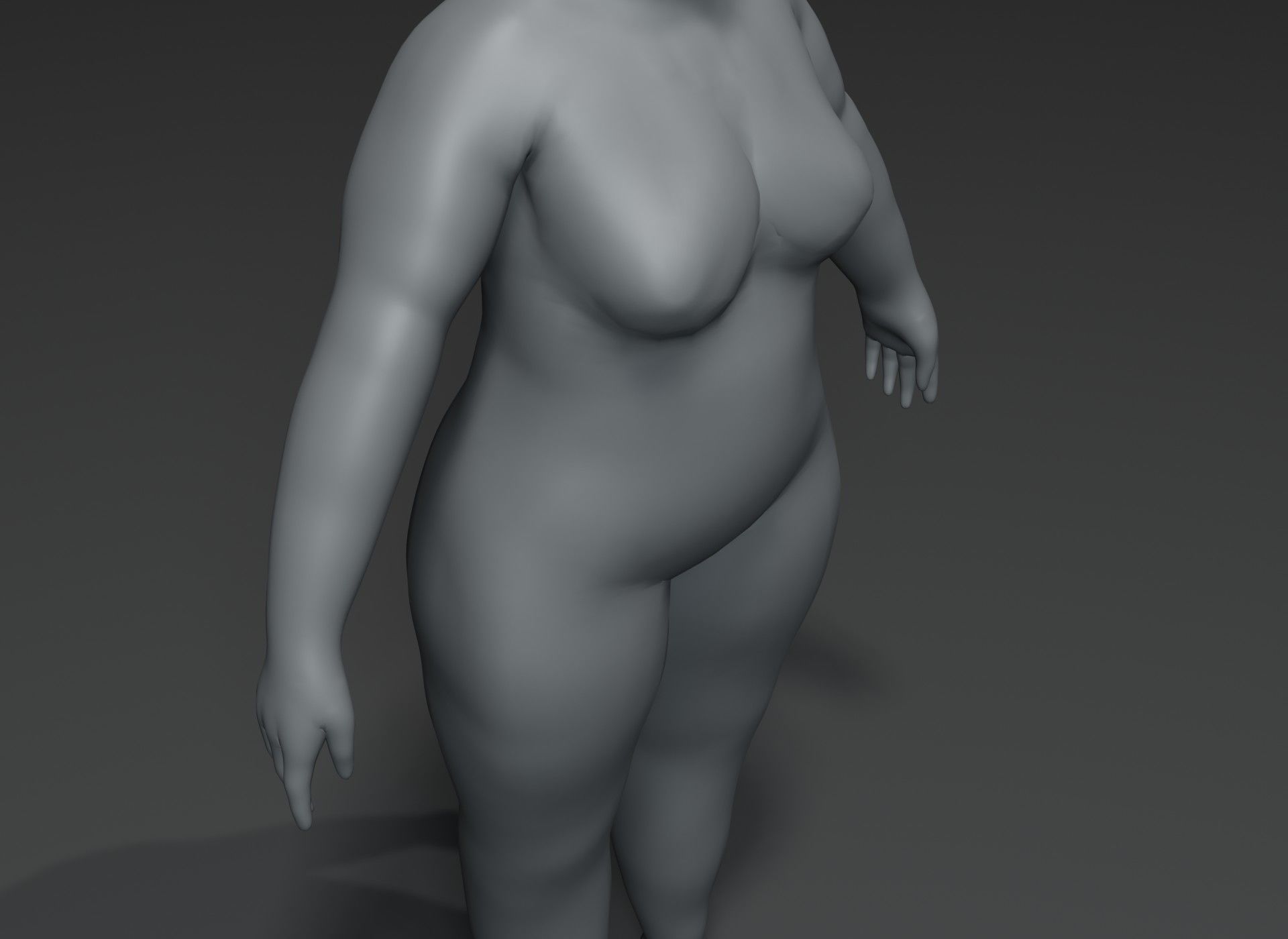 Fat Human Body Base Mesh 3D Model Family Pack 20k Polygons 3D Model Collection_39
