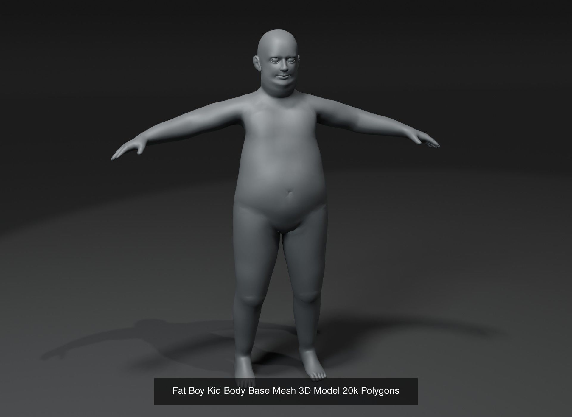 Fat Human Body Base Mesh 3D Model Family Pack 20k Polygons 3D Model Collection_10